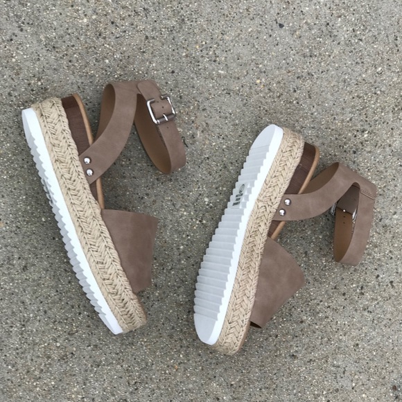 Best Seller Soda Topic Natural Espadrille Platform Sandals Nu Shuz Key West - Picture 5 of 8